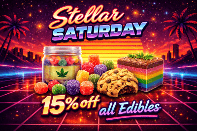 Colorful edibles with discount announcement