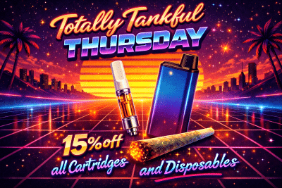 Promotional graphic for cannabis products